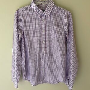 George Youth Boys XL 14 16 Purple Plaid Button Down Wrinkle Resistant Shirt